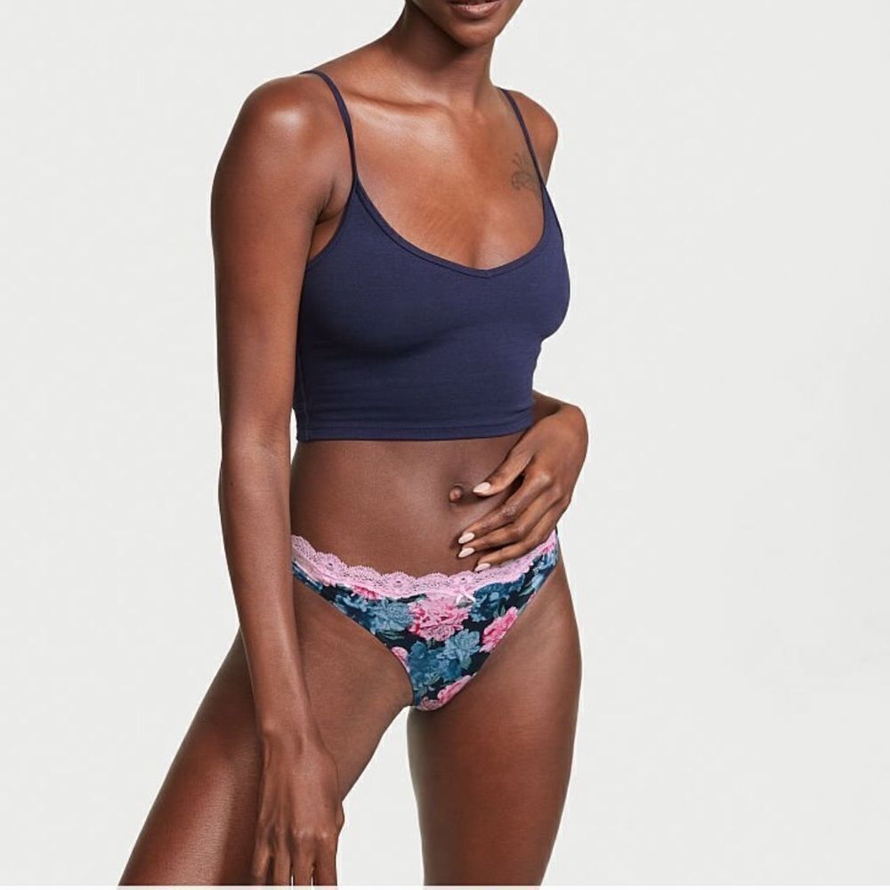 Victorias Secret Dream Angels Corder Lace waist Thong panty Bloom Print Small